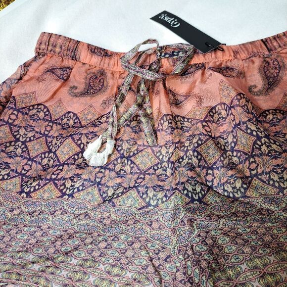 Gypsy 05 Shorts 100% Silk Beach Coverup Anthropologie Pink/Rose - Picture 4 of 13